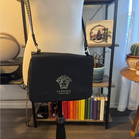 Versace Black Crossbody Bag with Gold Accents - Picture 8 of 13